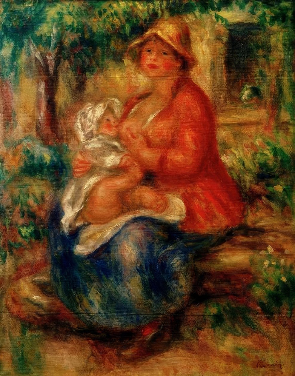 Aline Renoir oğlunu emziriyor by Pierre Auguste Renoir