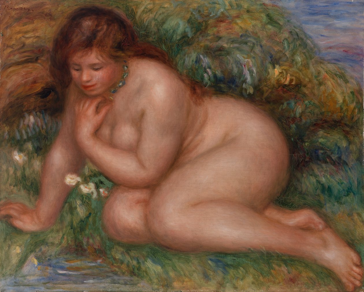 Suda Kendine Bakan Yıkanan Kişi by Pierre Auguste Renoir