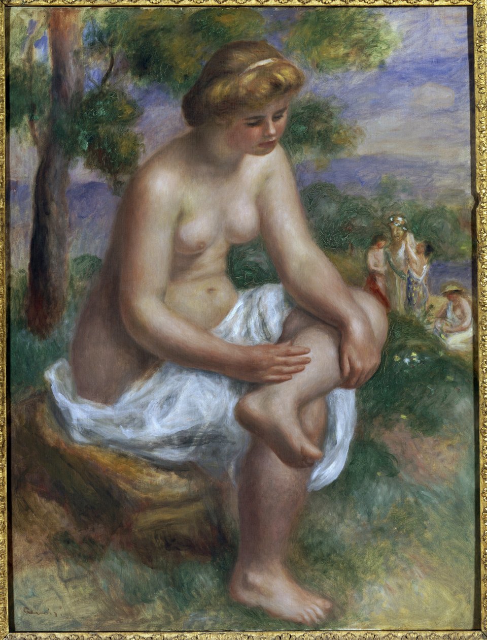 Eurydice (tuval üzerine yağlı boya) adlı bir manzarada oturan yüzücü by Pierre Auguste Renoir