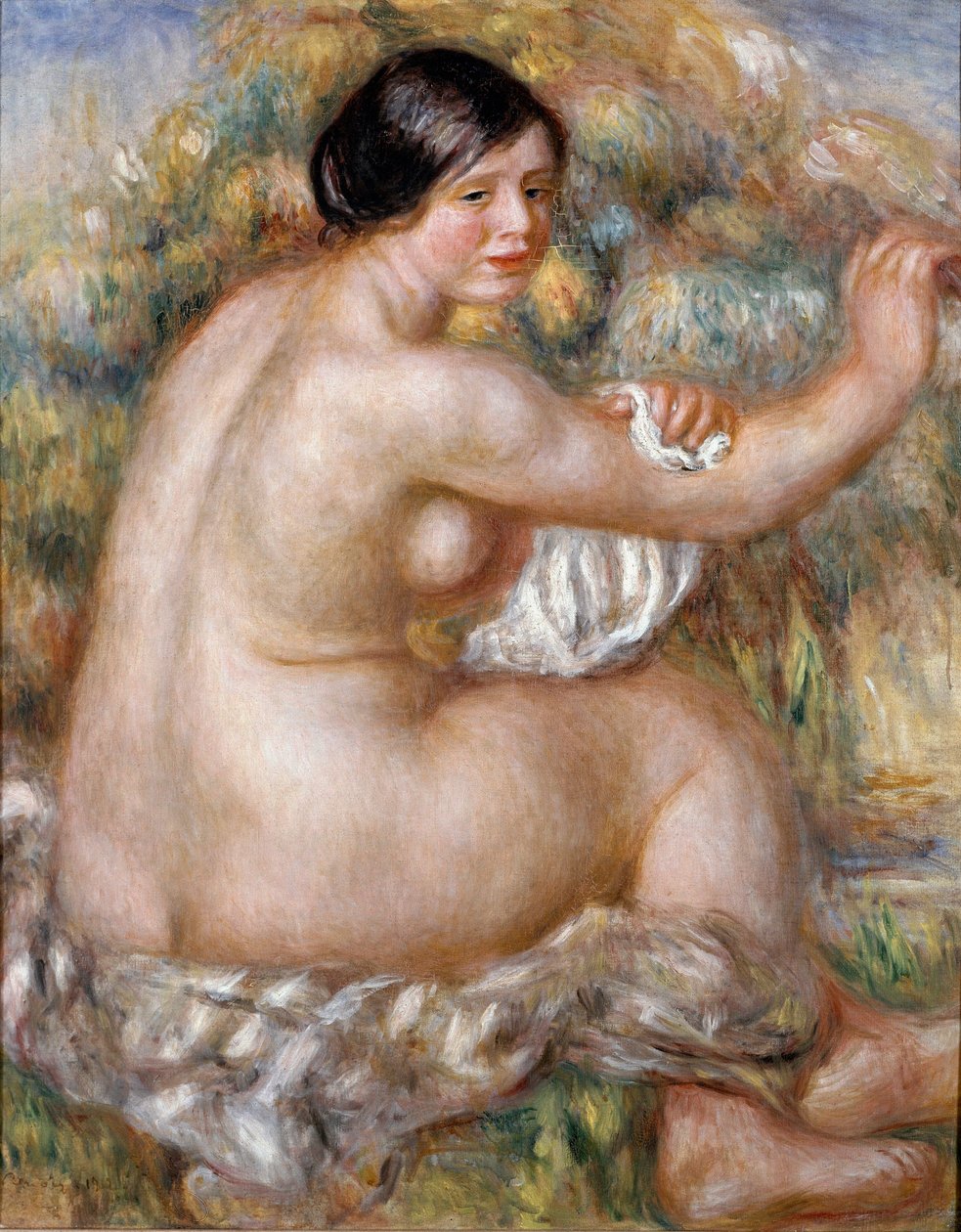 Büyük çıplak oturma. Pierre Auguste RENOIR (1841-1919) tarafından yapılan tablo by Pierre Auguste Renoir