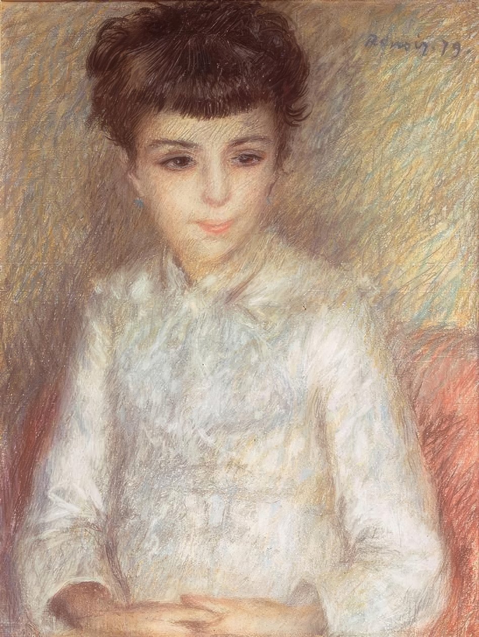 Kahverengi saçlı genç bir kızın portresi by Pierre Auguste Renoir