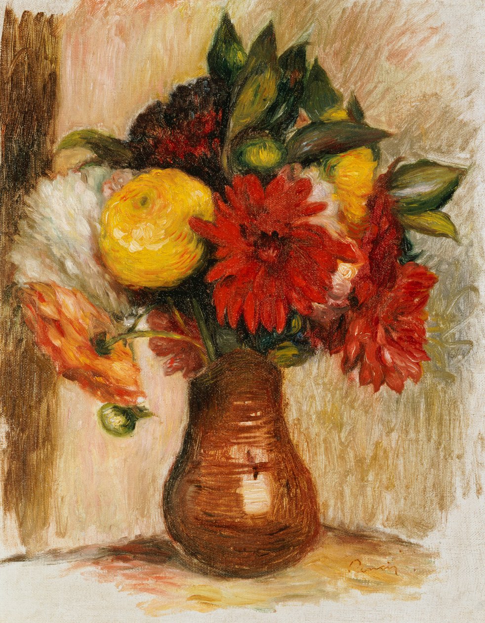 Taş Sürahi İçinde Çiçek Buketi by Pierre Auguste Renoir