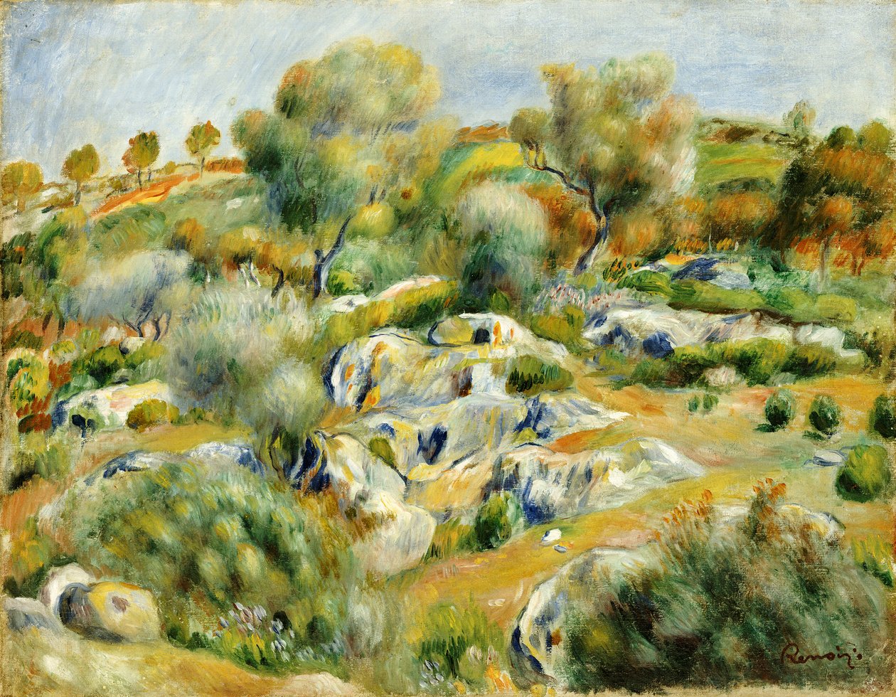 Ağaçlar ve Kayalar ile Brittany Manzarası by Pierre Auguste Renoir