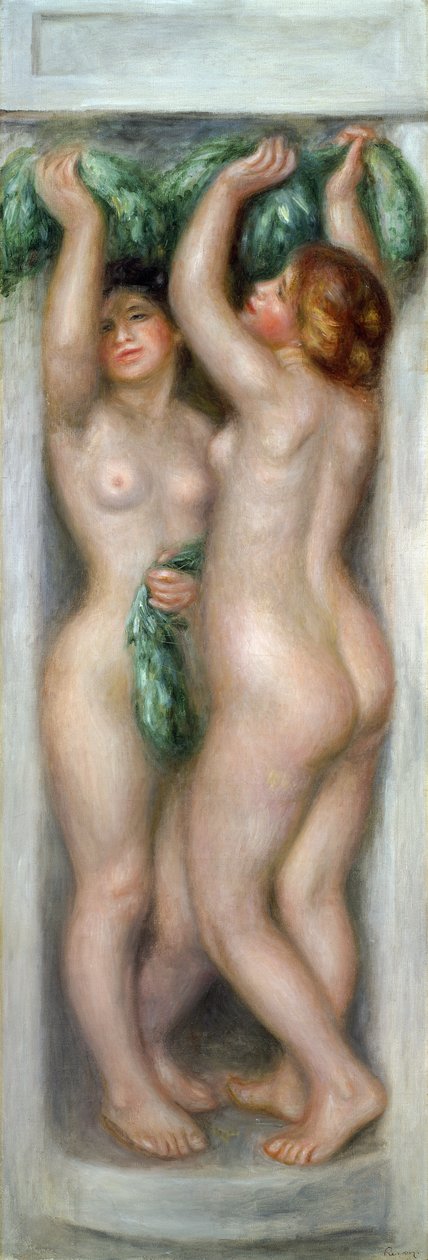 Caryatids, c.1910 (panelde yağlı boya) by Pierre Auguste Renoir