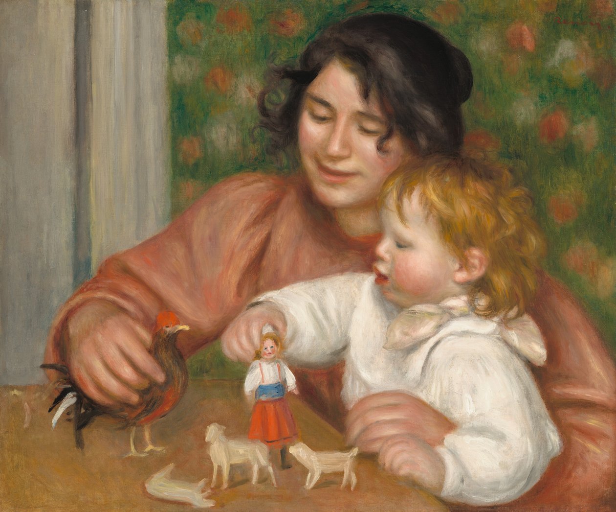 Oyuncaklı Çocuk - Gabrielle ve Sanatçının Oğlu, Jean, 1895-1896. by Pierre Auguste Renoir