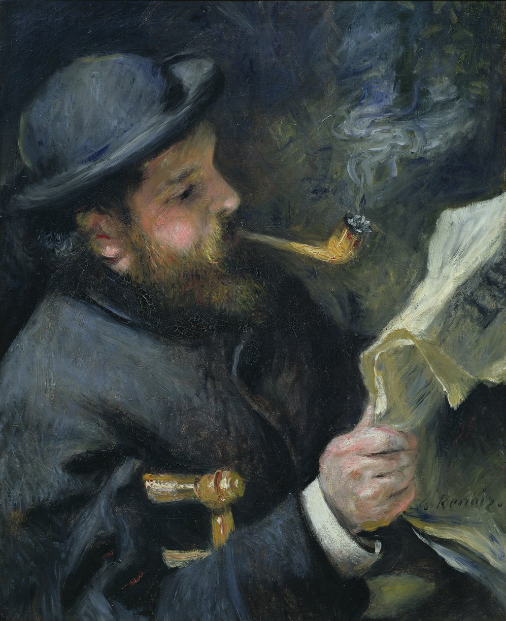 Claude Monet (1840-1926) bir gazete okuyor, 1872 by Pierre Auguste Renoir