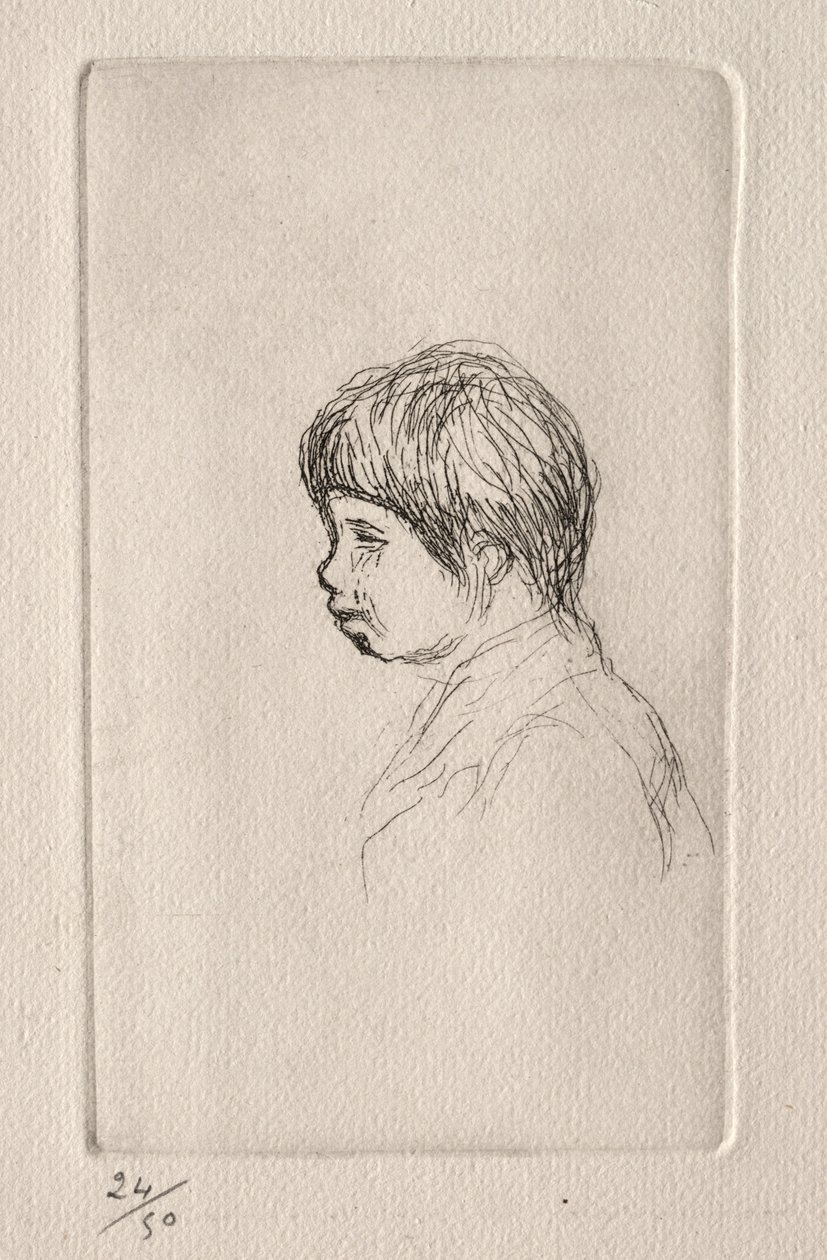 Claude Renoir, profilde. by Pierre Auguste Renoir