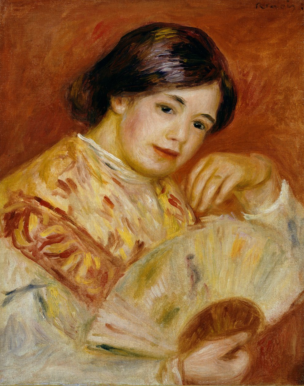 Japon Yelpazeli Coco, 1906 dolayları by Pierre Auguste Renoir