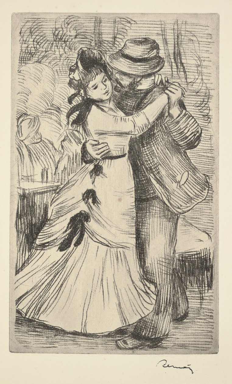 Kırsalda Dans, 1890 dolayları (yumuşak zemin gravürü) by Pierre Auguste Renoir