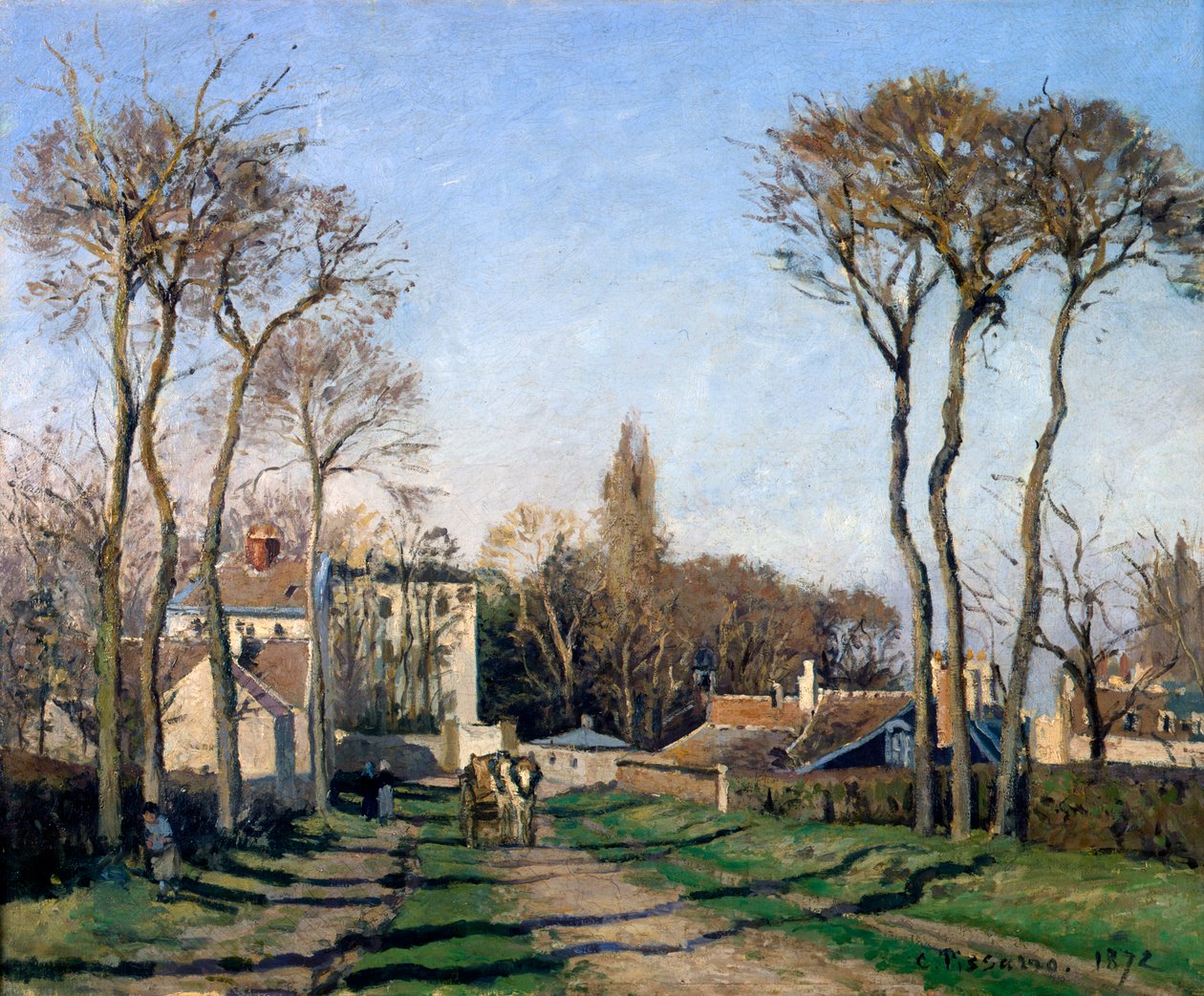 "Voisins Köyü Girişi, Yvelines", 1872. by Pierre Auguste Renoir