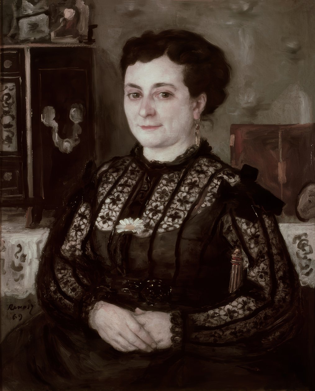 Chantilly korsajlı kadın by Pierre Auguste Renoir