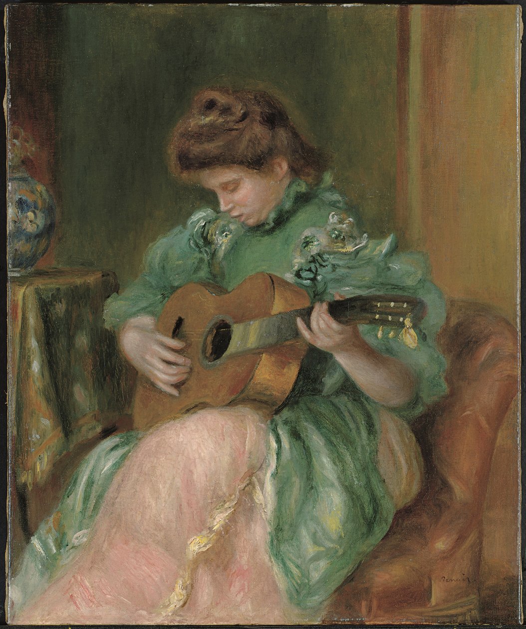 Gitarlı Kadın, c. 1896-1897 (tuval üzerine yağlı boya) by Pierre Auguste Renoir