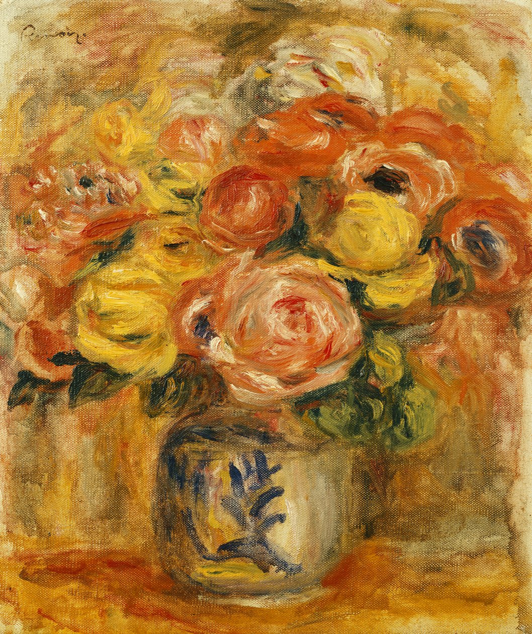 Mavi Beyaz Vazoda Çiçekler; Mavi Beyaz Vazoda Çiçekler, 1915 by Pierre Auguste Renoir