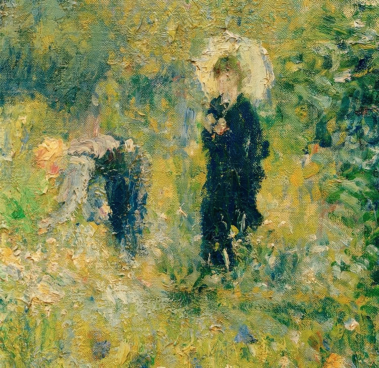 Bahçede şemsiyesi olan kadın by Pierre Auguste Renoir