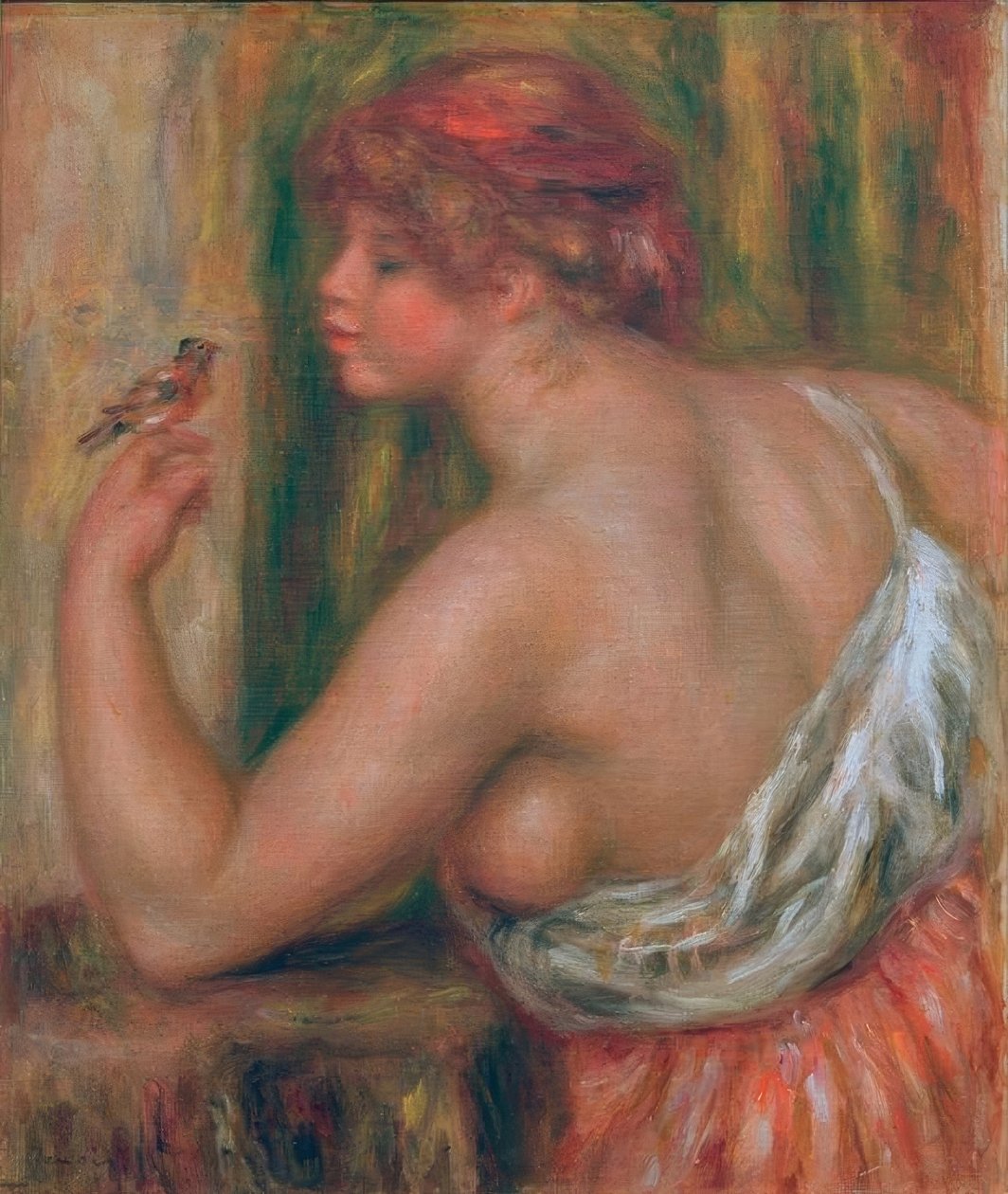 Küçük kuş olan kadın by Pierre Auguste Renoir