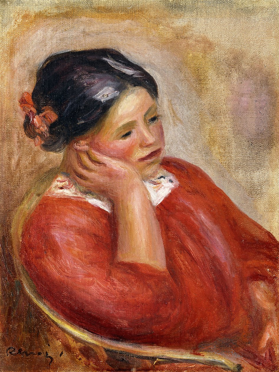 Gabrielle Eğilerek; Gabrielle Acoudee, by Pierre Auguste Renoir