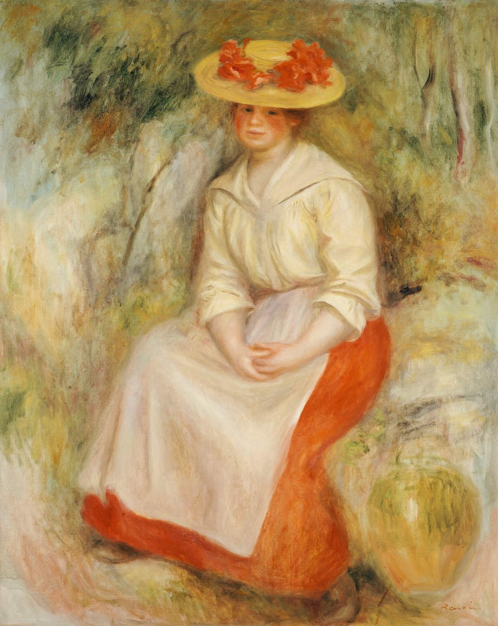 Gabrielle Hasır Şapkalı, 1900 by Pierre Auguste Renoir