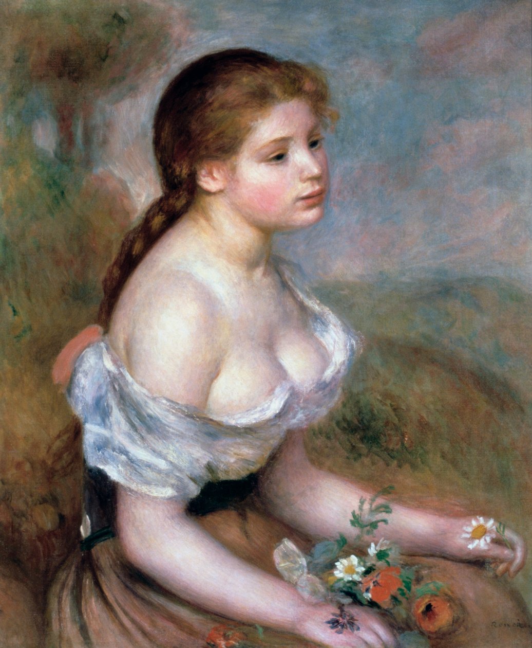 Çiçekli Kız, c1900 by Pierre Auguste Renoir