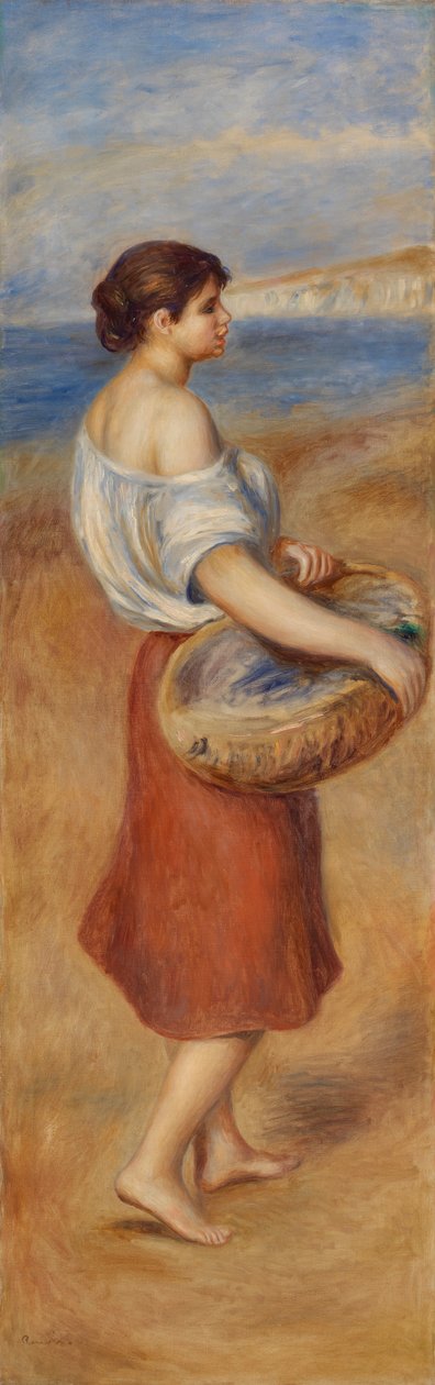 Balık Sepeti ile Kız by Pierre Auguste Renoir