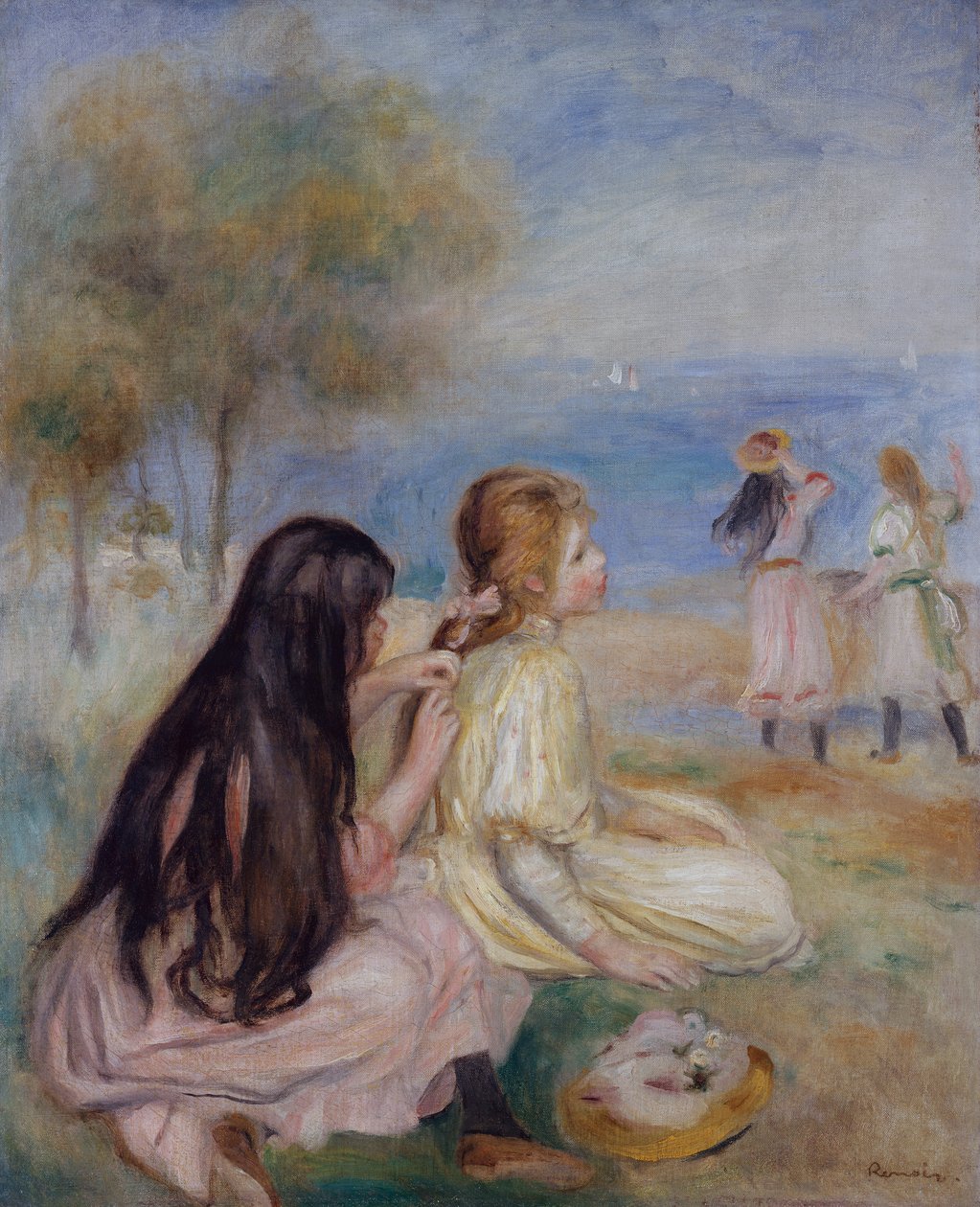 Sahildeki Kızlar, 1875 dolayları (tuval üzerine yağlı boya) by Pierre Auguste Renoir