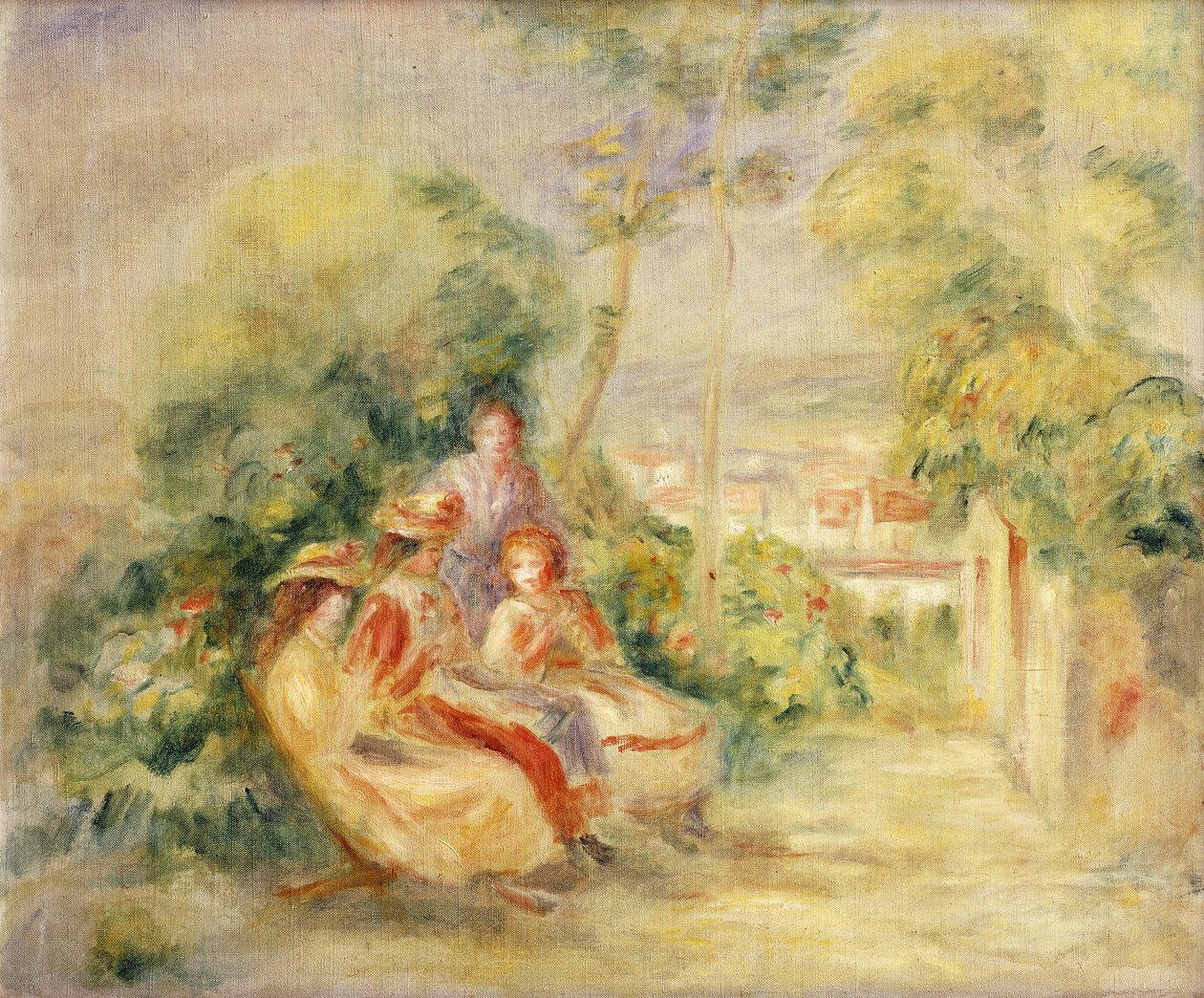 Bahçedeki Kızlar; Bahçedeki Kızlar, c. 1895 by Pierre Auguste Renoir