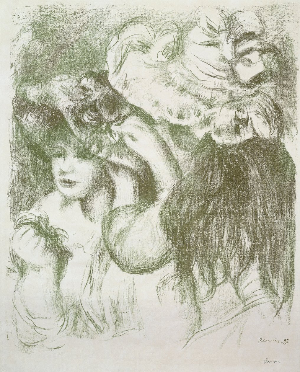 Şapka İğnesi, Birinci Pano; İğneli Şapka, Birinci Plaka, c.1897 by Pierre Auguste Renoir