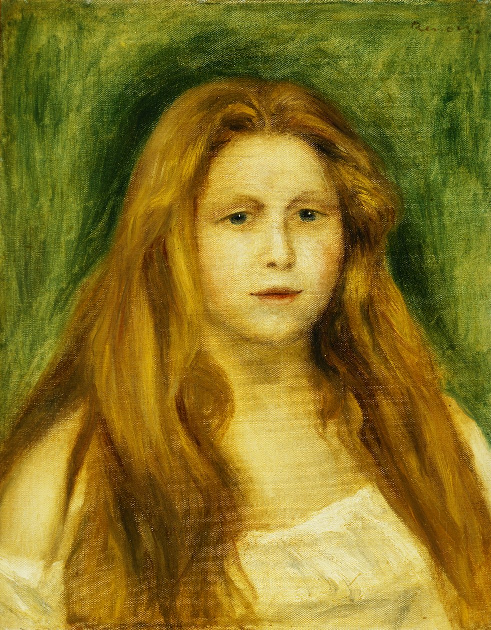 Kız Başkanı; Bir Genç Kızın Başı, 1888 by Pierre Auguste Renoir