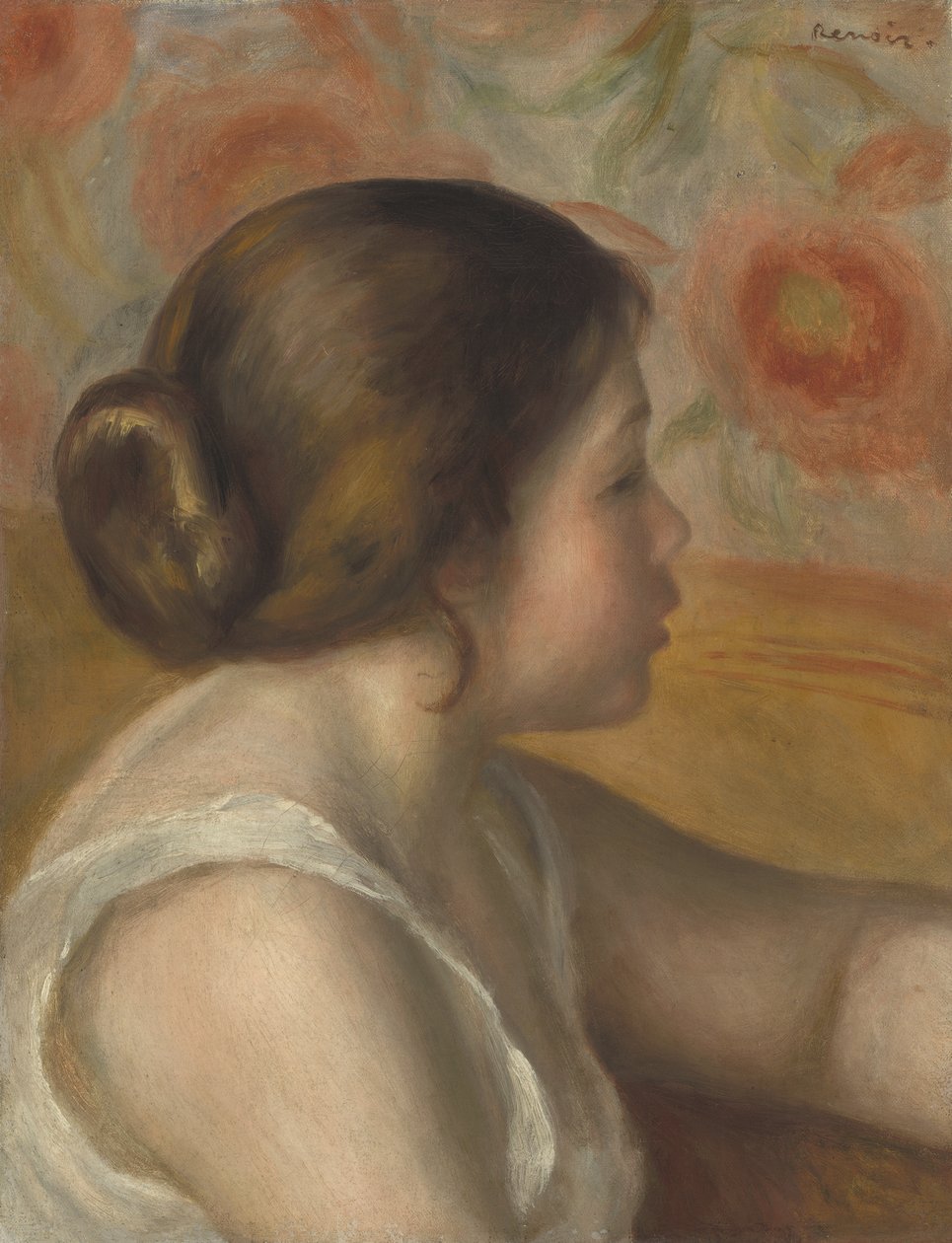 Head of a Young Girl, c.1890  by Pierre Auguste Renoir