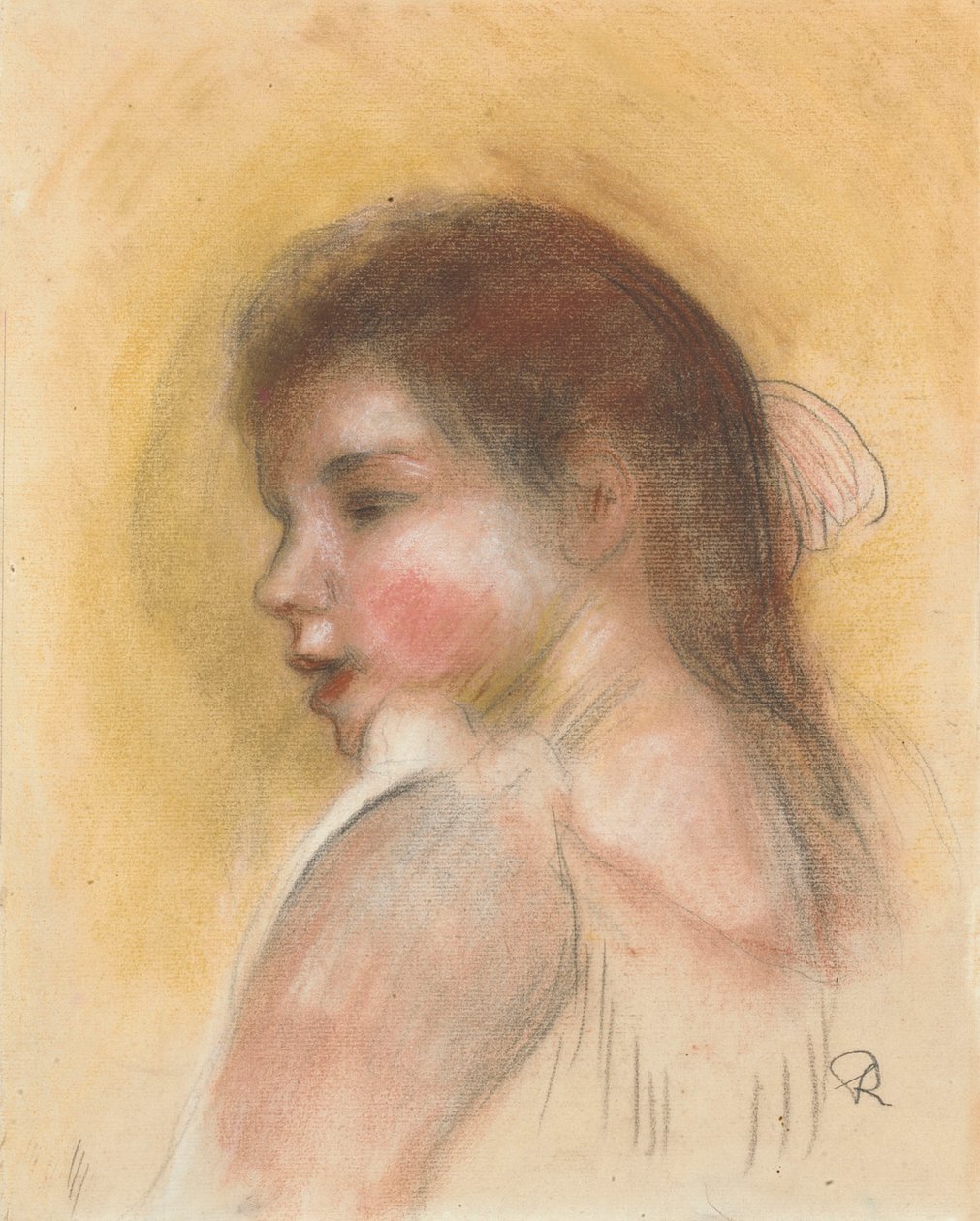 Profildeki Genç Kızın Başkanı by Pierre Auguste Renoir