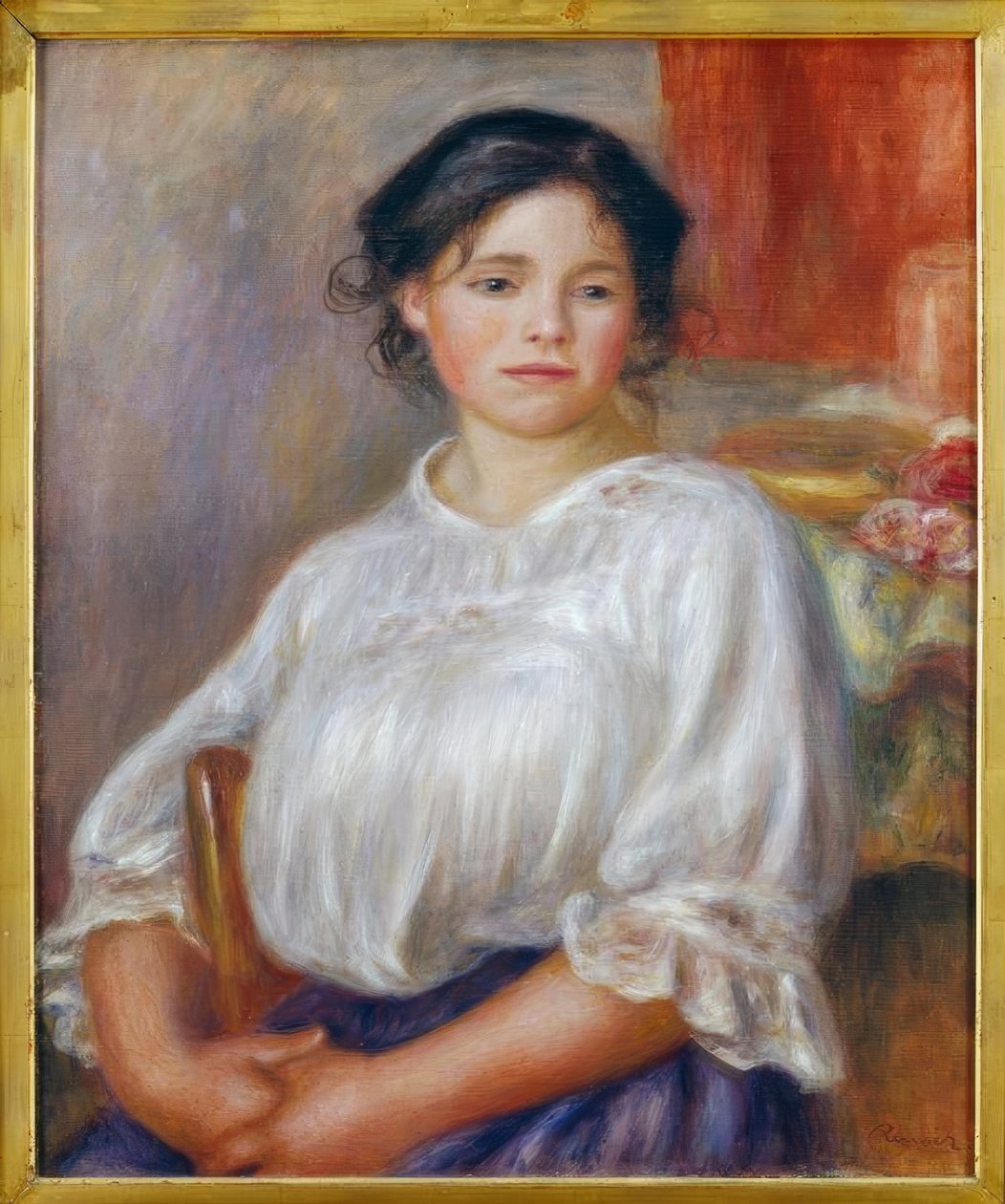 oturan genç kız by Pierre Auguste Renoir