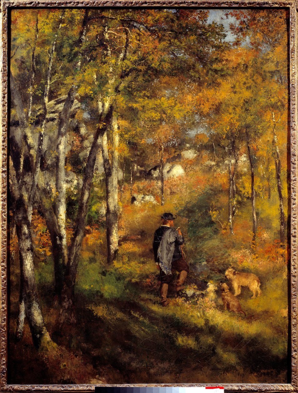 Jules Lecoeur ve köpekleri Fontainebleau ormanında. Pierre Auguste Renoir