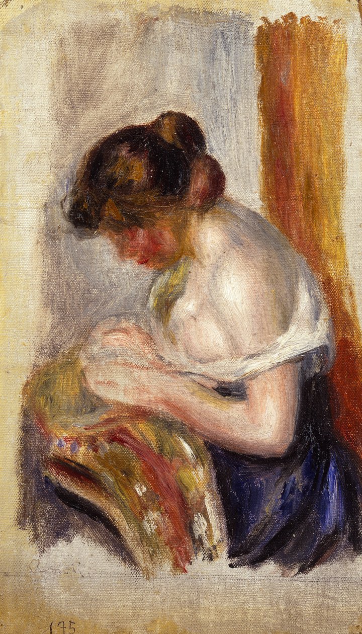 La Couseuse (tuval üzerine yağlı boya) by Pierre Auguste Renoir