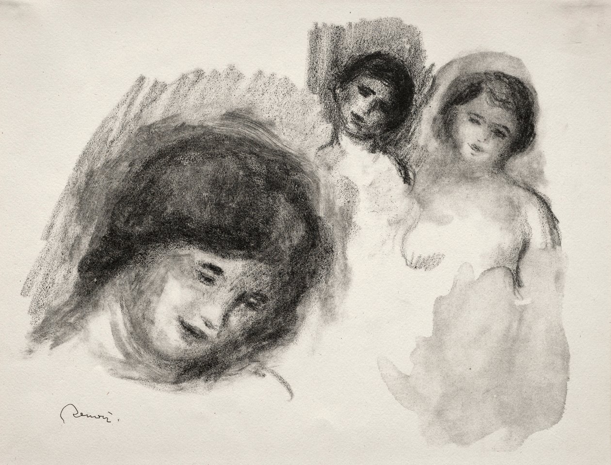 Üç eskizli Taş. by Pierre Auguste Renoir