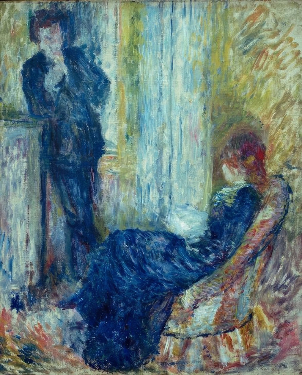Konuşma. Riviere ve Margot. Şöminenin köşesinde by Pierre Auguste Renoir