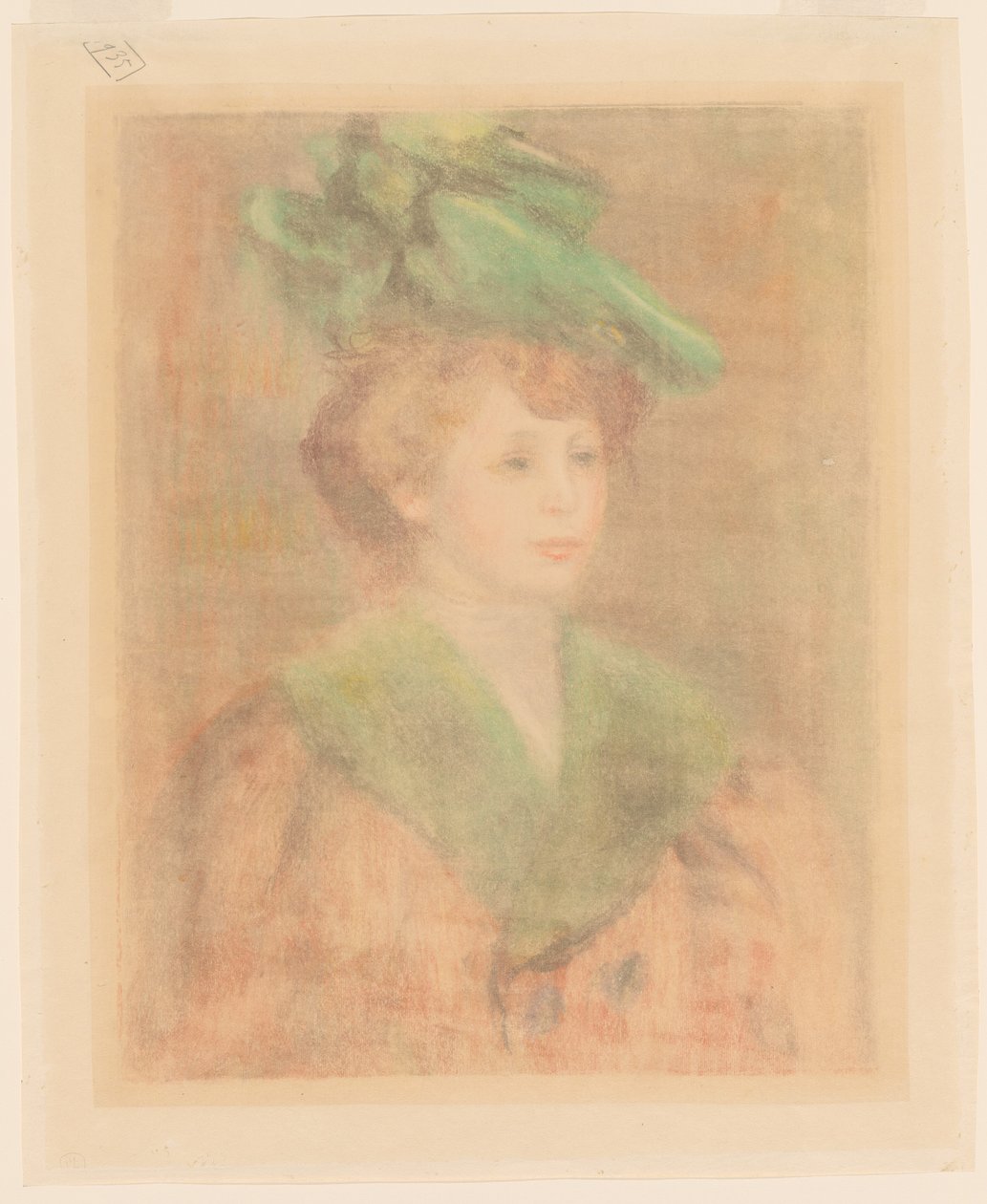 Yeşil Şapkalı Bayan Mlle. Dieterle, 19. yüzyılın sonu - 20. yüzyılın başı. by Pierre Auguste Renoir