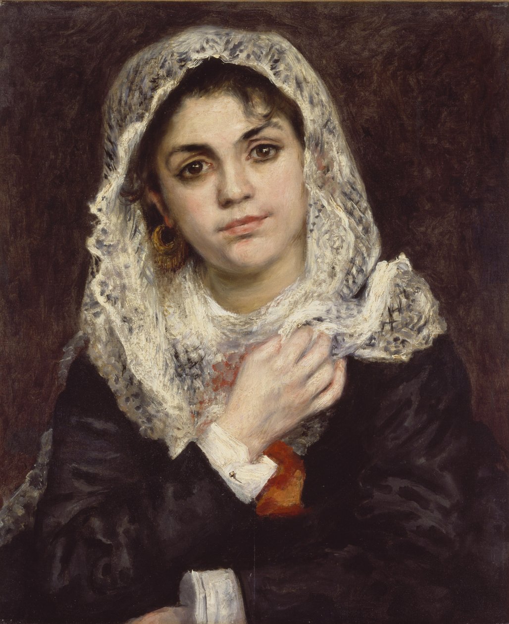 Beyaz Şallı Lise, 1872 dolayları by Pierre Auguste Renoir