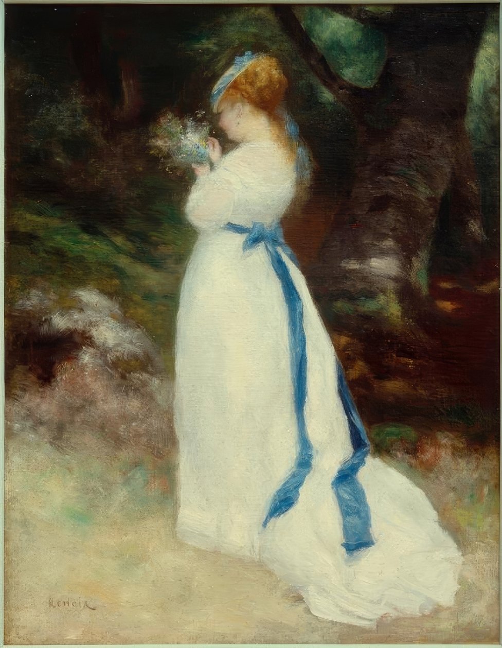 Tarlada bir buket çiçek ile Lise by Pierre-Auguste Renoir