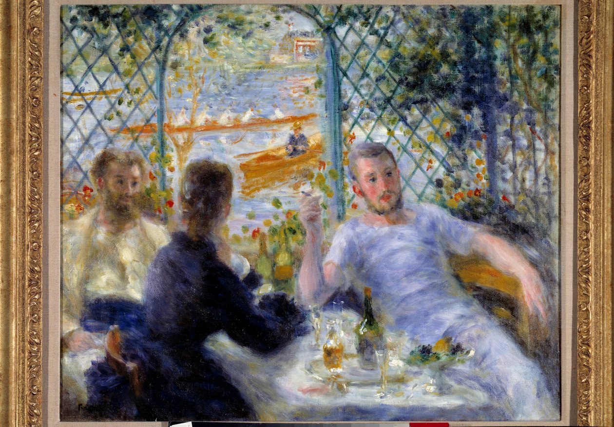 Fournaise restoranda öğle yemeği veya kürekçiler öğle yemeği by Pierre Auguste Renoir