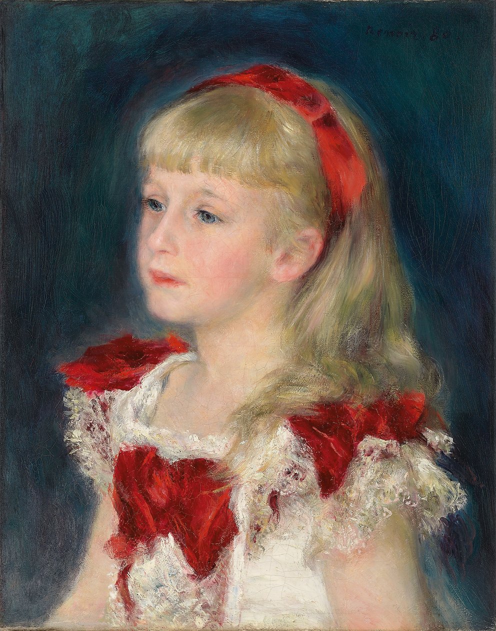 Kırmızı Kurdeleli Matmazel Grimprel, 1880 by Pierre Auguste Renoir