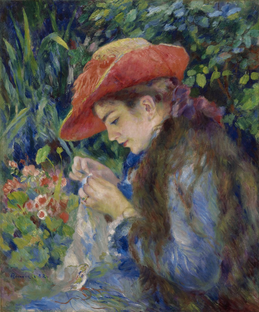 Marie-Therese Durand-Ruel Dikiş, 1882 by Pierre Auguste Renoir