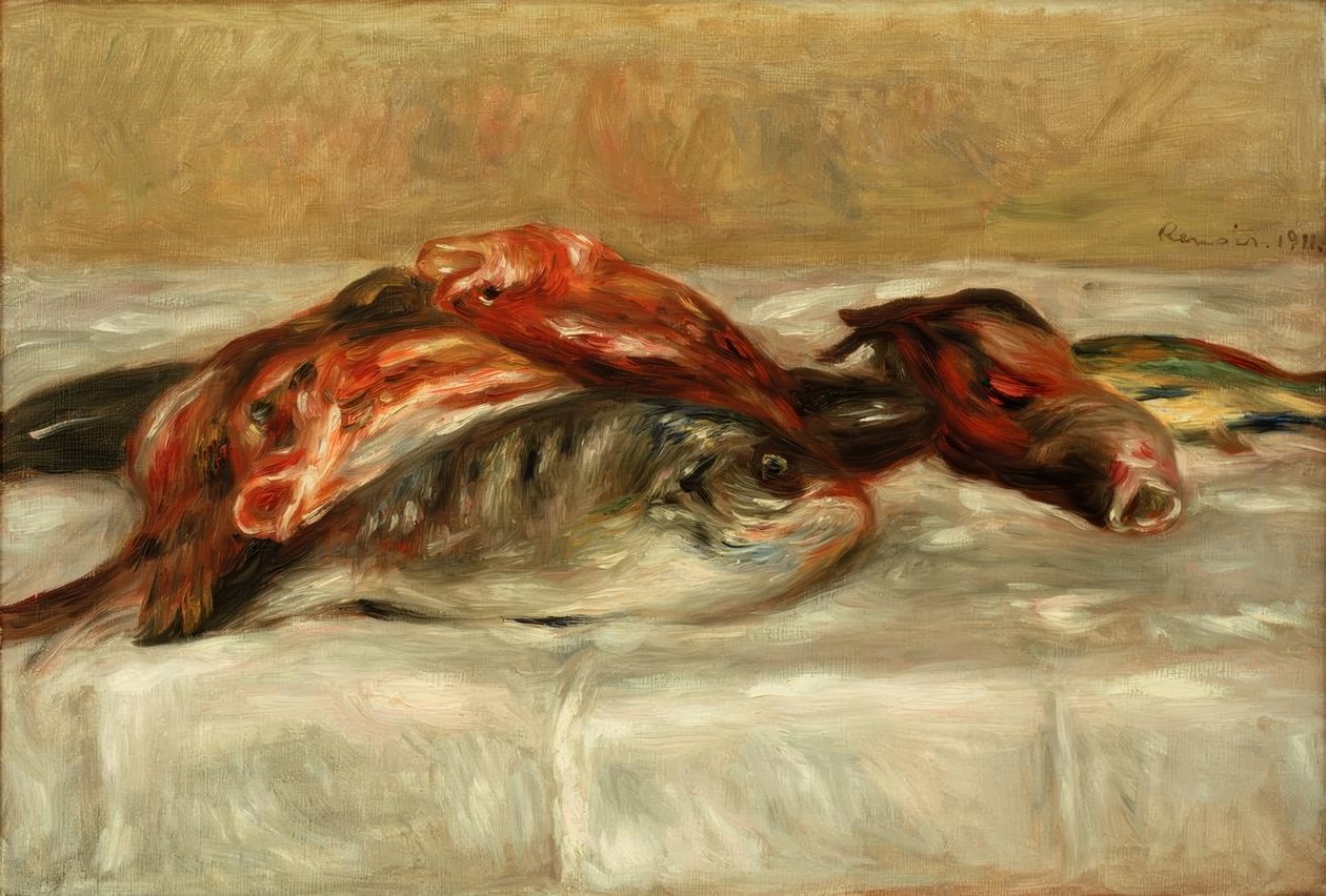 Balık ile natürmort by Pierre Auguste Renoir