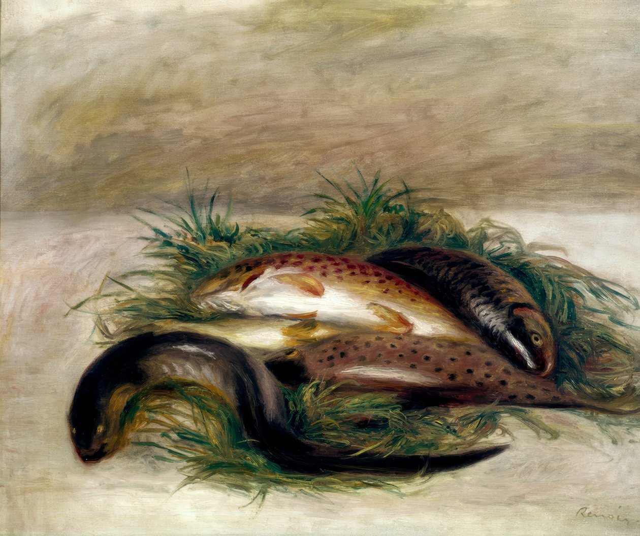 Balık ile natürmort by Pierre Auguste Renoir