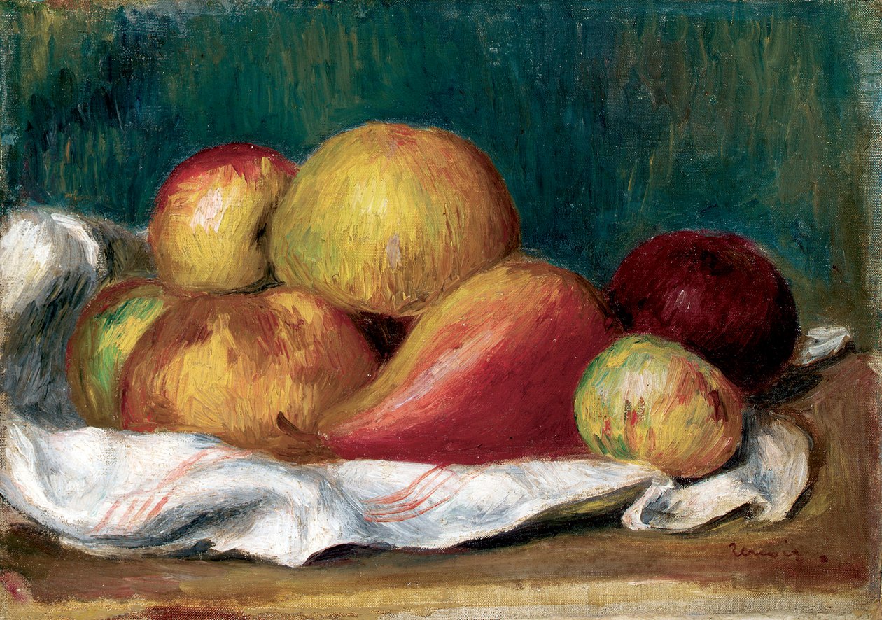 Elma ve armut ile natürmort. Pierre Auguste Renoir