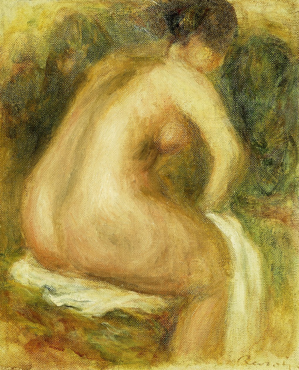 çıplak kadın banyo; Oturan Çıplak Kadın, 1910 by Pierre Auguste Renoir