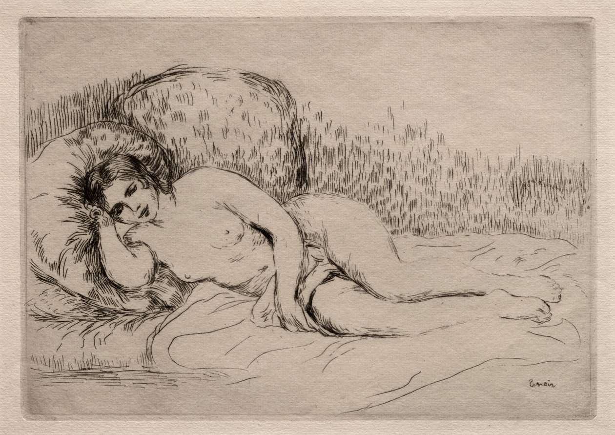 çıplak kadın uzanmış by Pierre Auguste Renoir