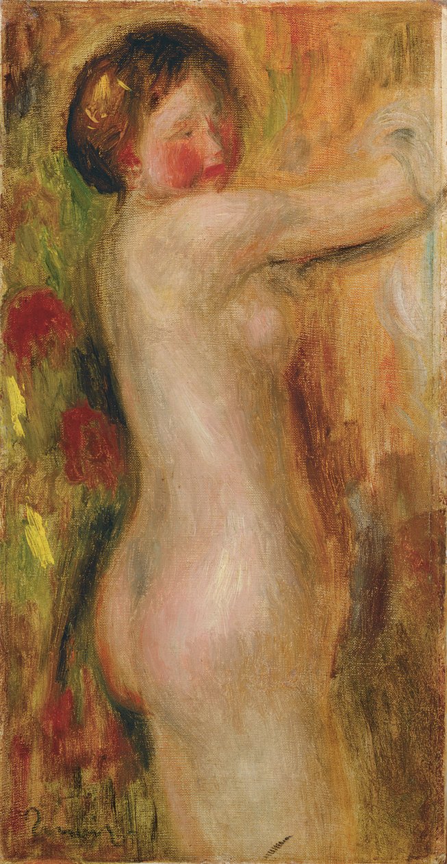 yükseltilmiş kol ile çıplak by Pierre Auguste Renoir