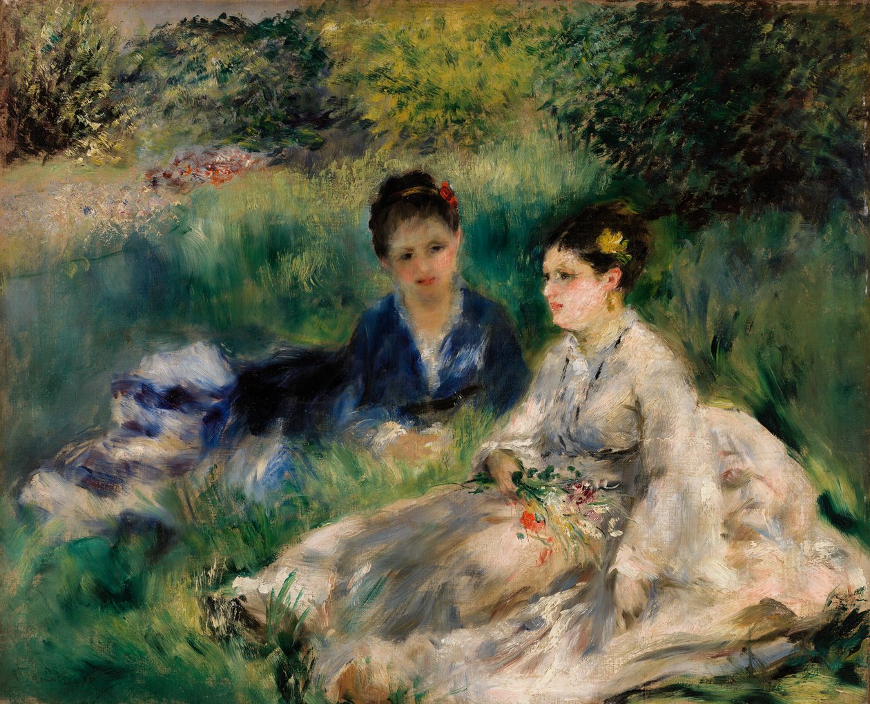 Çimlerin Üzerinde (Çimlerde oturan genç kadınlar) by Pierre Auguste Renoir