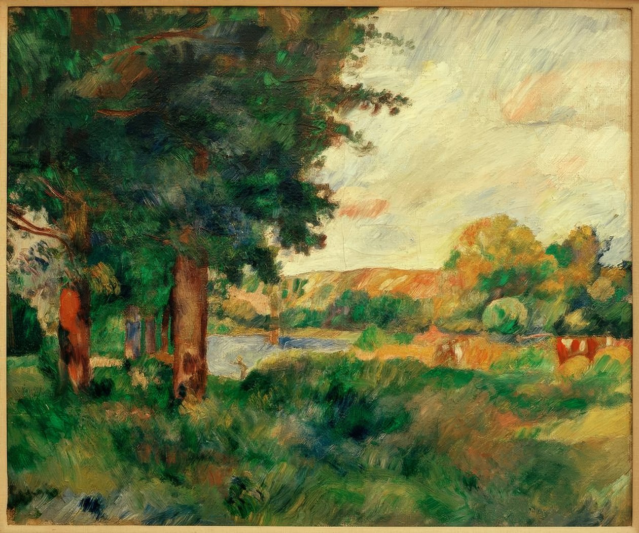 Uzun ağaçlar ile Ile de France manzara by Pierre Auguste Renoir