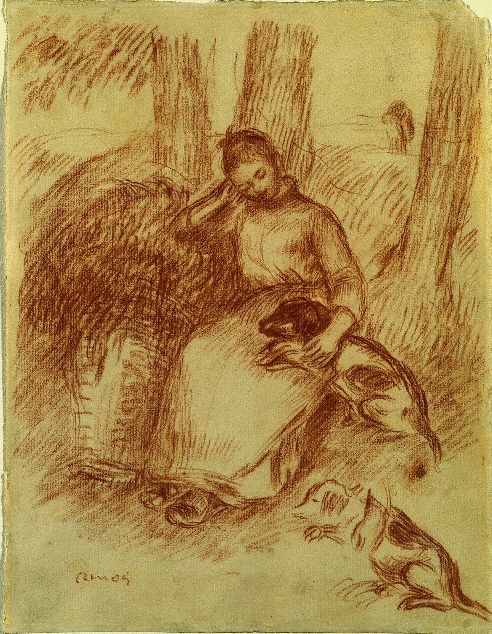 Köpekli Köylü Kızı by Pierre Auguste Renoir