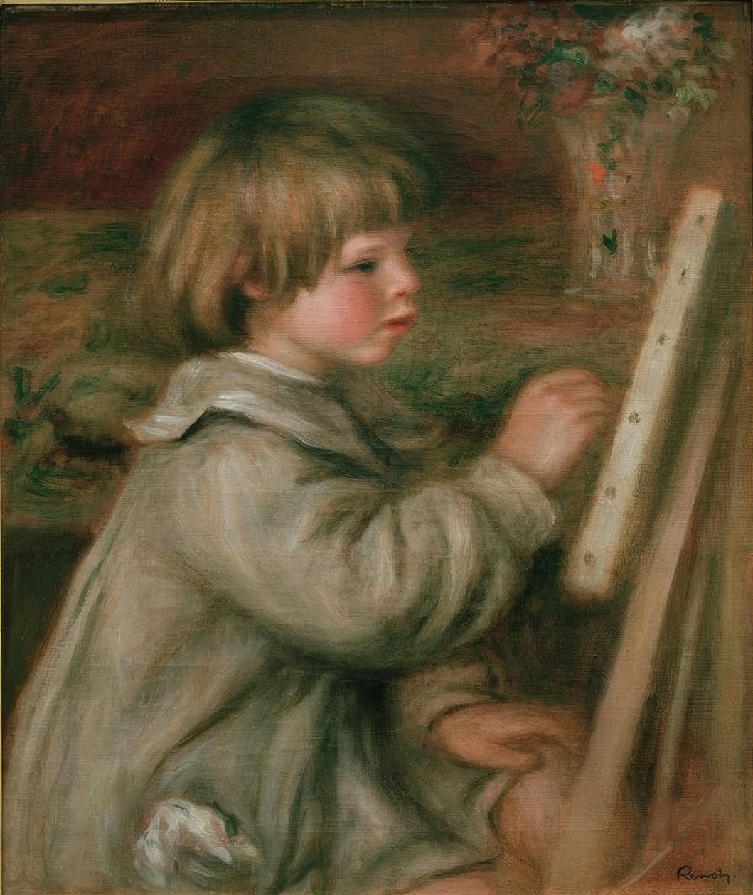 Claude Renoir tablosunun portresi. Claude şövale başında by Pierre Auguste Renoir